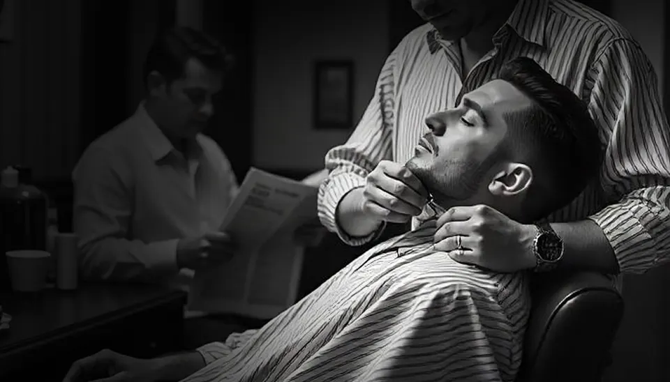Barba sendo feita na navalha